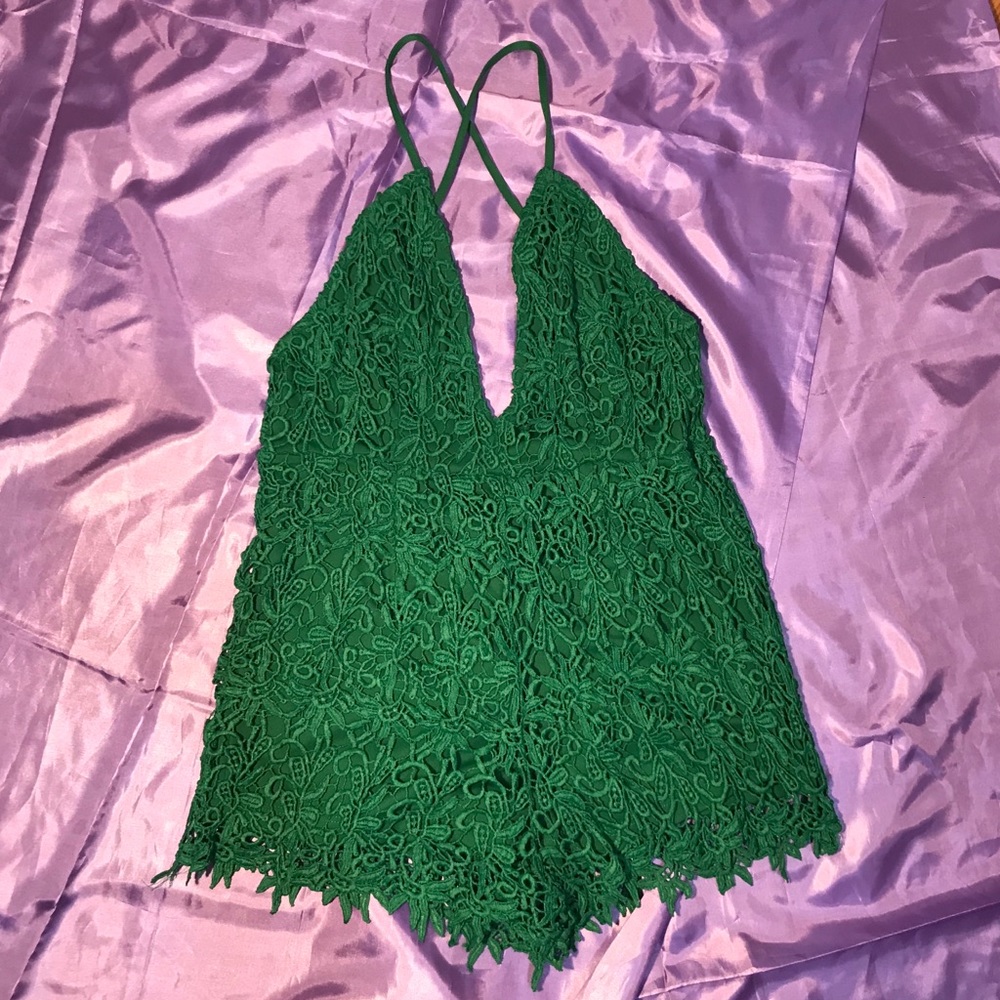 GREEN LACE JUMPSUIT
